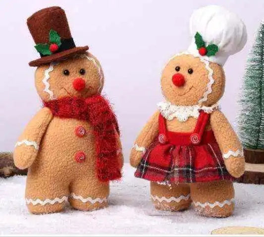 Plush Mr & Mrs Gingerbread pair