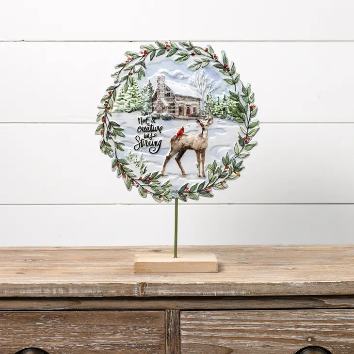 Cabin & Reindeer Tabletop Sign