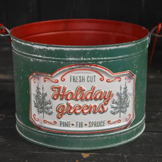 Holiday Greens Pail 8x13in