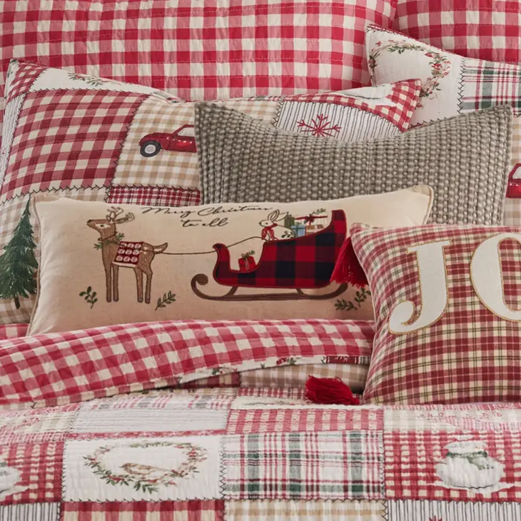 Home For Christmas Bunny Christmas Pillow 12x24